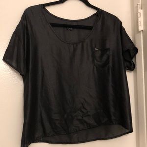 Obey Black Shiny and Sheer Blouse